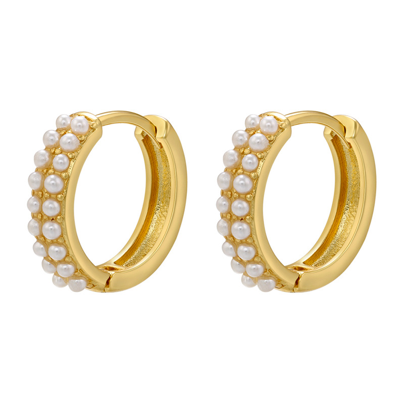 Fashion Geometric Brass Inlay Artificial Pearls Earrings 1 Pair