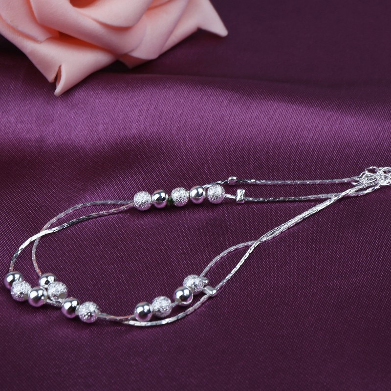 Jinjiahua Korean Jewelry Eight Frosted Pearl Beads Silver-plated Rotating Bead Anklet Wholesale For Foreign Trade_voghion.com