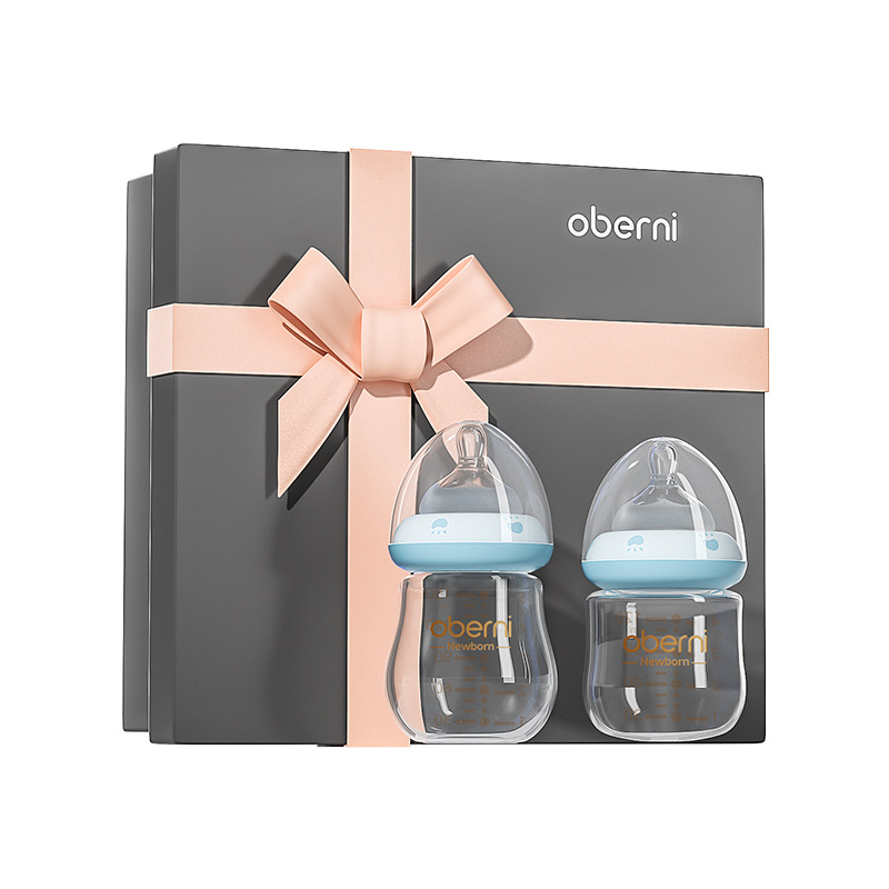 Set de Regalo Biberones de Vidrio 120/150ml 0-6 Meses Anticólicos de Vidrio Borosilicato