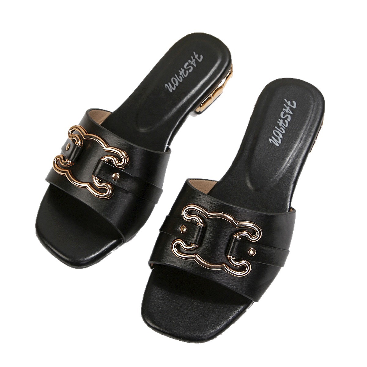 Sandalias de Tacón Alto con Punta Cuadrada para Mujer de Cuero Sintético con Tacón Grueso para Verano