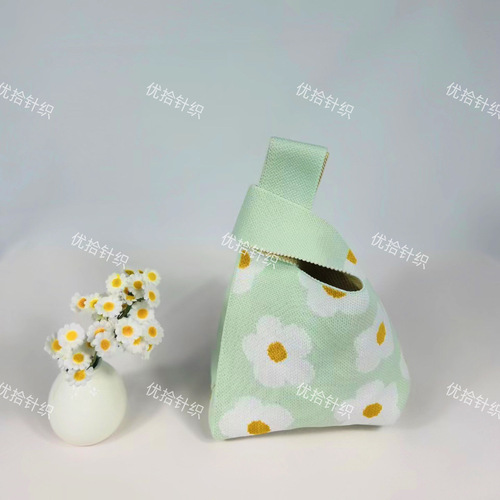 新款针织包伴手礼袋手提包韩版百搭休闲编织少女爱心手拎包潮包