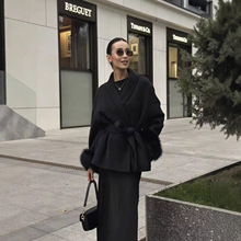 欧美风亚马逊速卖通爆款潮流百搭INS爆款秋冬时髦高级感毛呢外套