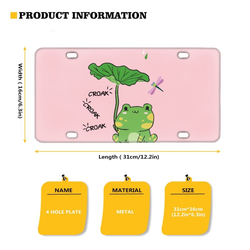 欧美流行印制汽车车牌卡通风图案青蛙狮子设计铝合金车牌一件代发