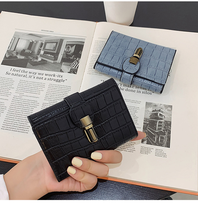 Wholesale Wallet Female Short 2021 New Korean Lock Crocodile Pattern Three-fold Wallet Wholesale display picture 66