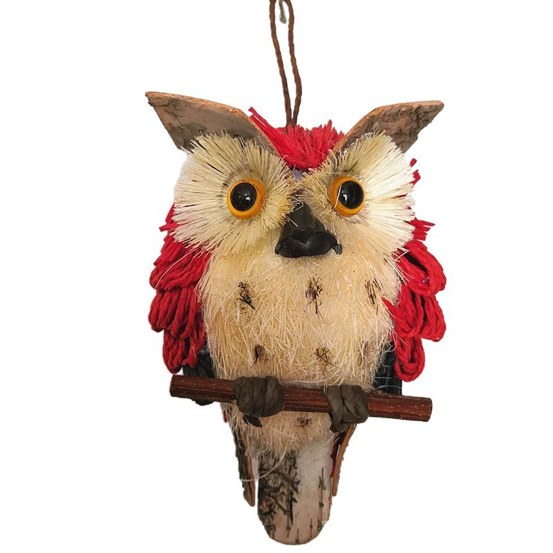 Straw pendant, animal model, owl