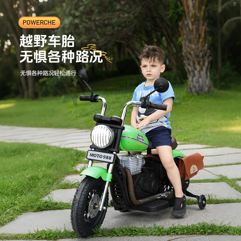 子供用電気自動車、オートバイ、ベビー二輪オフロード車、男性と女性の子供用レトロハーレーおもちゃの車、大人も座ることができます|undefined