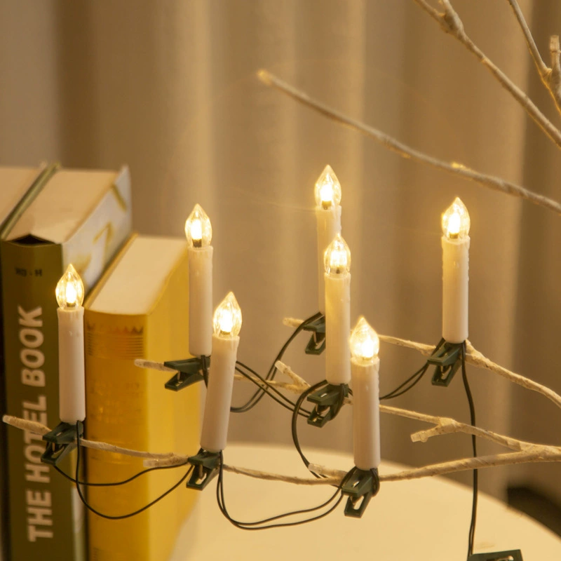 Светодиодная гирлянда-клипсы для свечей, рождественская интерьерная декорация, атмосферная подсветка, креативное освещение, разноцветная гирлянда-свечи