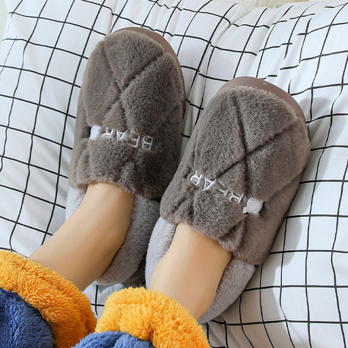 Ruiliya Men's Cotton Slippers, Winter Style: Heel-Encased, Warm, Non-Slip, Fleece-Lined Indoor Home Slippers—Wholesale Bulk Purchase