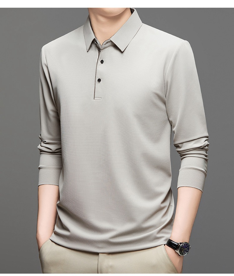 Langarm-Poloshirt für Herren, 2024 Frühling und Herbst Business-T-Shirt mit lockerem Kragen für Herren_voghion.com