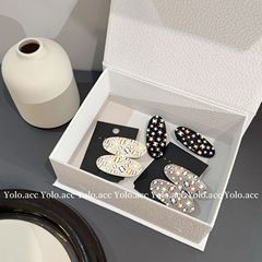 新しい楕円形の小さな香りの合金ヘアピン前髪クリップファッショナブルなハイエンドオイルドリップフルプリントXiangjiaヘアアクセサリー女性用正しい文字
