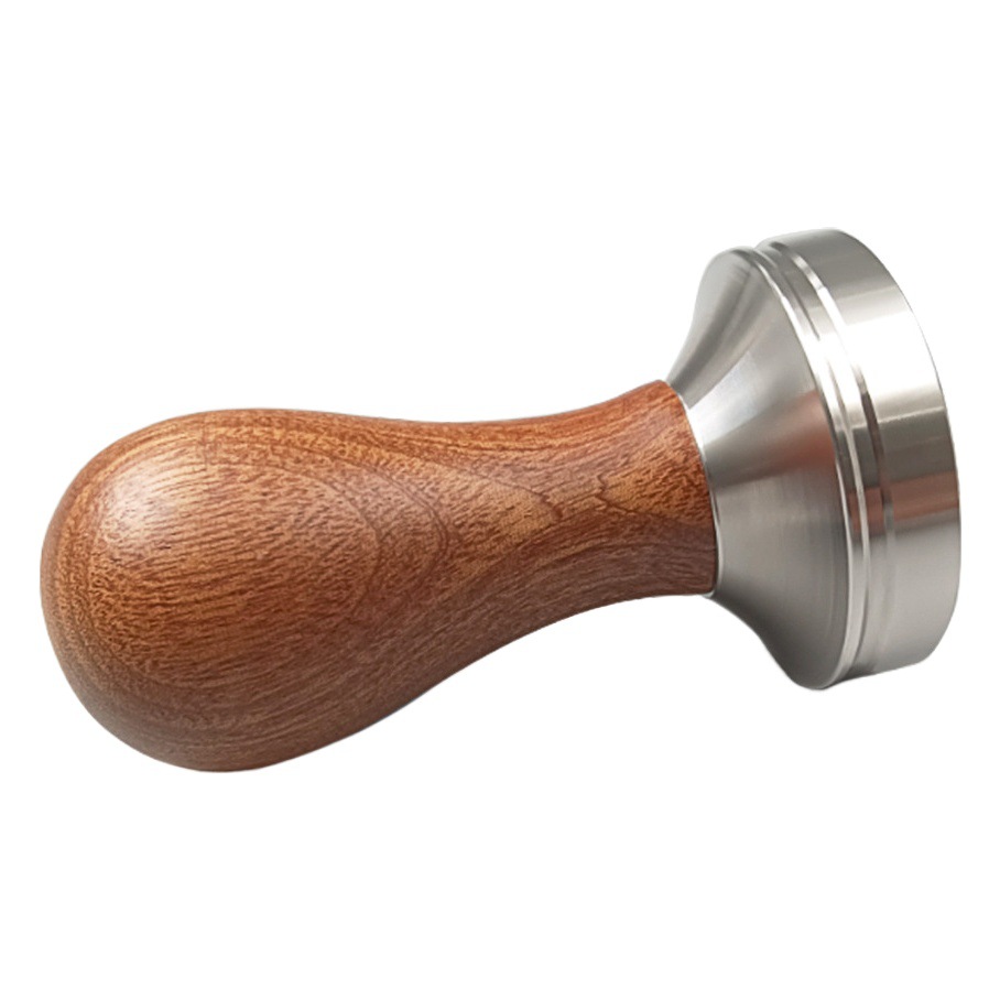 Stainless steel powder hammer Italian coffee powder hammer powder Press 51mm solid wood handle Italian coffee machine powder hammer