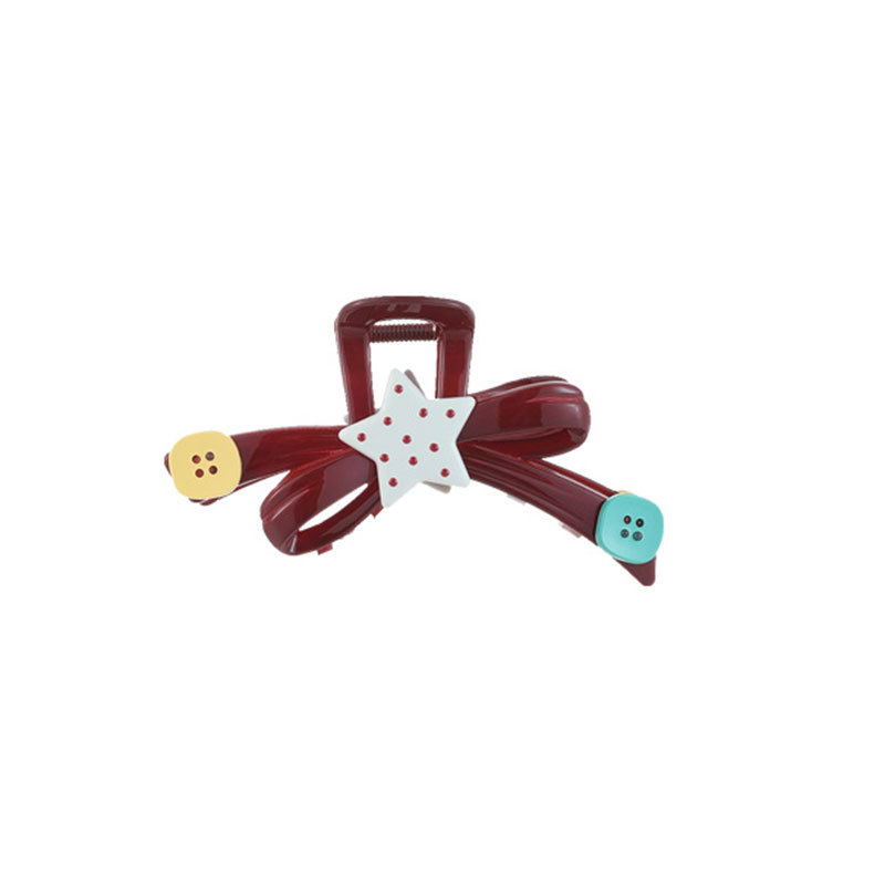 Punto de ondas estrellas botón clip de agarre classy clip de tiburón clip de cabello detrás de la cabeza adorable clip de cabello de niña clip de cabello