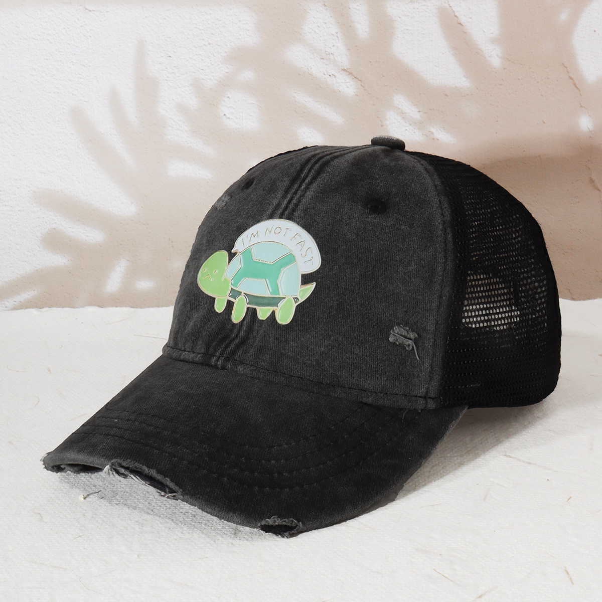 Unisex Gewassen cowboy trucker hoed Casual trend Groene schildpad print baseball pet Ademende zonbescherming_voghion.com