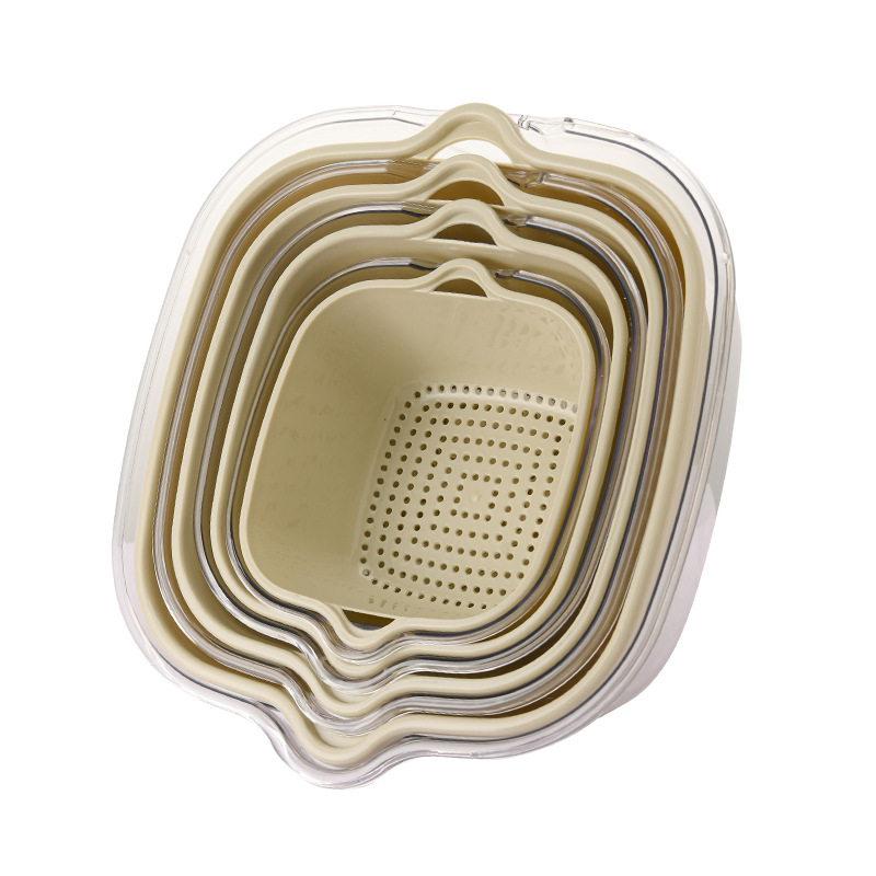 Cesta de lavado de vegetales de doble capa PET transparente cesta de drenaje hogar cocina cesta de vegetales plato de fruta lavabo de lavado de frutas multifuncional