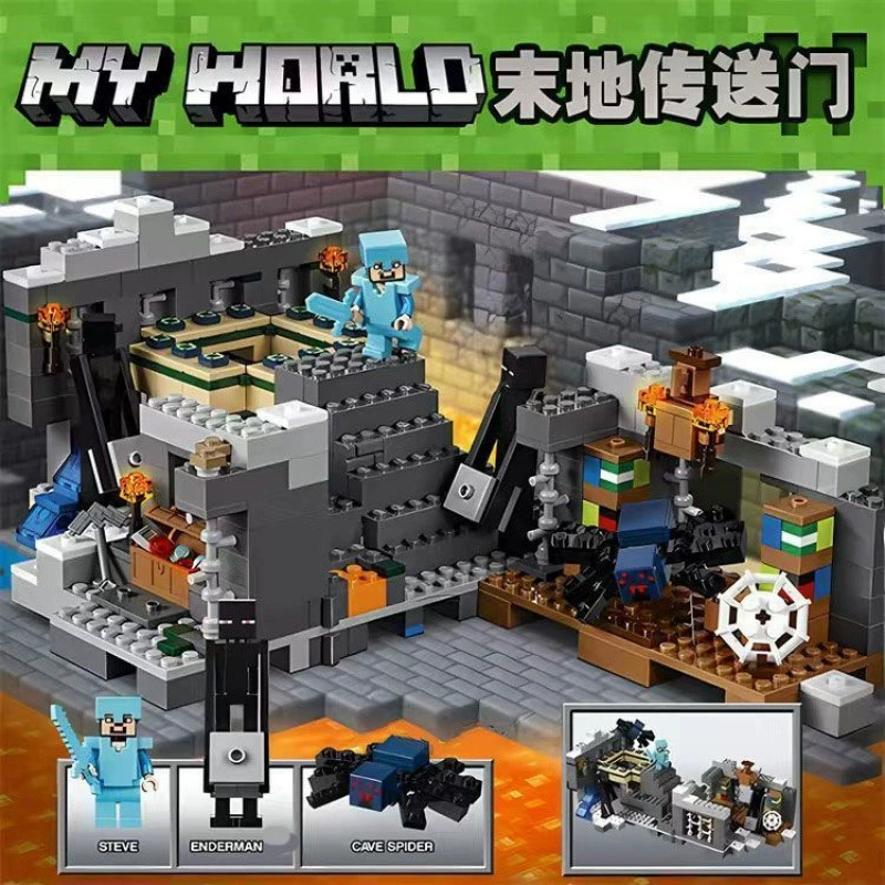 2024 совместимо с Lego Minecraft строительные блоки парень заканчивает дракона битва детские сборочные игрушки