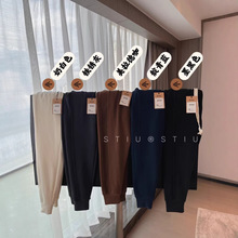 STIU防风弯刀裤情侣纯色休闲束脚卫裤女冬季宽松哈伦保暖卫裤长裤