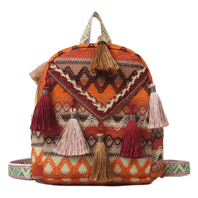 Bolso de Hombro Tejido Estilo Étnico, Bolso Bandolera 2025, Bolso de Mujer con Cadena, Versátil, con Borlas, Retro