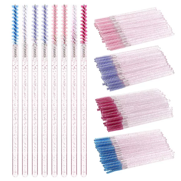 Wholesale disposable eyelash brush crystal rod grafting eyelash small eyebrow brush convenient color solid rod eyelash comb