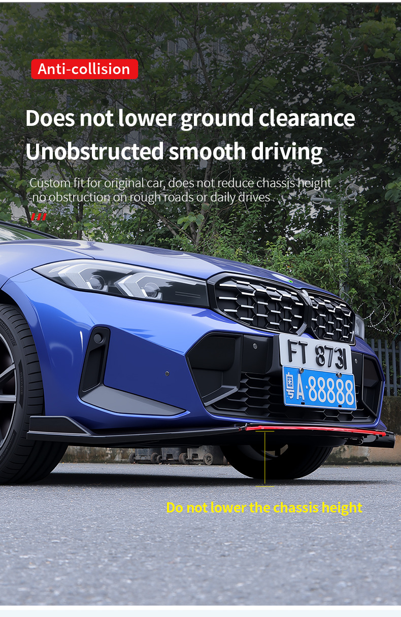 Factory direct sales universal car front spoiler, four-section thickened front corner protector, universal front lip small body kit, protective panel modification