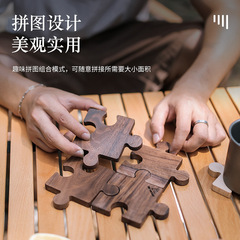 Outdoor Camping Wooden Cup Mat, Wooden Tea Cup Tray, Beech Wood Heat Insulating Mat, Walnut Wood Pad, Creative Puzzle Cup Mat