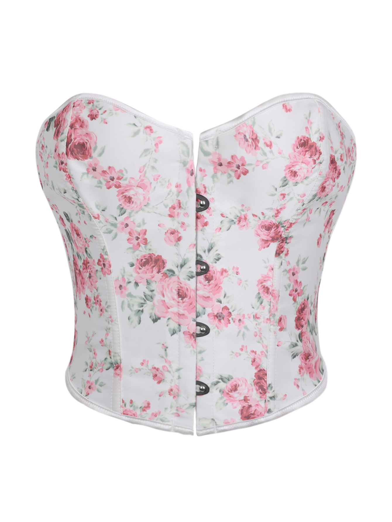 Impresión de rosa puro deseo de viento botón frontal cintura de peito chaqueta de hueso de pez AliExpress suministro de comercio electrónico transfronterizo