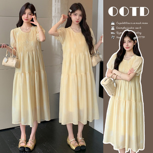 2025 Summer Loose and Versatile High-End Fashion Mid-Length Short-Sleeved Dress
