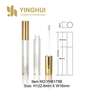 Round Lip Gloss Tube Cap Injection Spray Gold Plating Bottle Injection Transparent Standard Brush Head Cosmetic Packaging Material