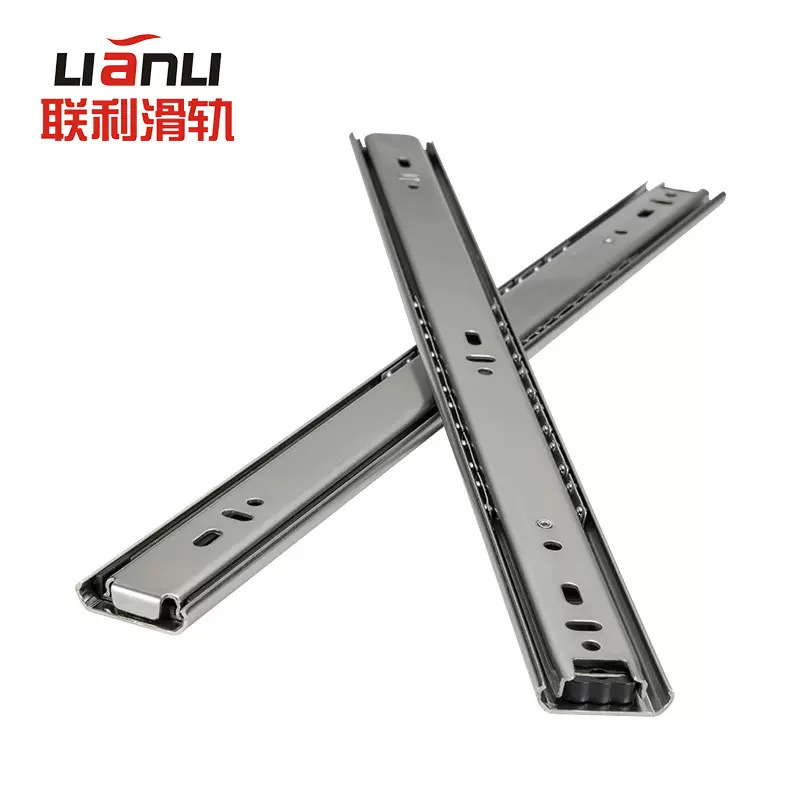 供应35mm宽二节8寸镀白锌钢珠滑轨二节抽屉滑轨茶几床头柜轨道