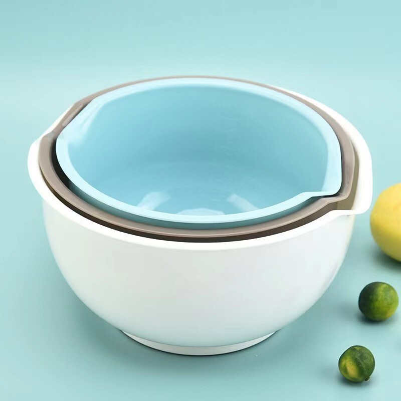 Factory Direct Sales Amazon Three-Piece Set Pp Plastic Salad Bowl Mixing Kitchen Tableware Fruit Vegetable Snack Plate Factory Direct Sales Amazon Three-Piece Set Pp Plastic Salad Bowl Mixing Kitchen Tableware Fruit Vegetable Snack Plate