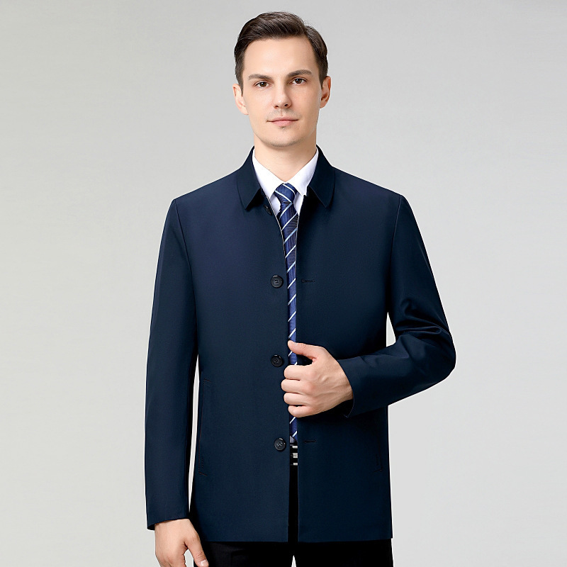 High-End Men's Mulberry Silk Jacket Business Casual Middle-Aged and Elderly Cadres Men's Coat Lapel No-Iron Dad Windbreaker High-End Men's Mulberry Silk Jacket Business Casual Middle-Aged and Elderly Cadres Men's Coat Lapel No-Iron Dad Windbreaker