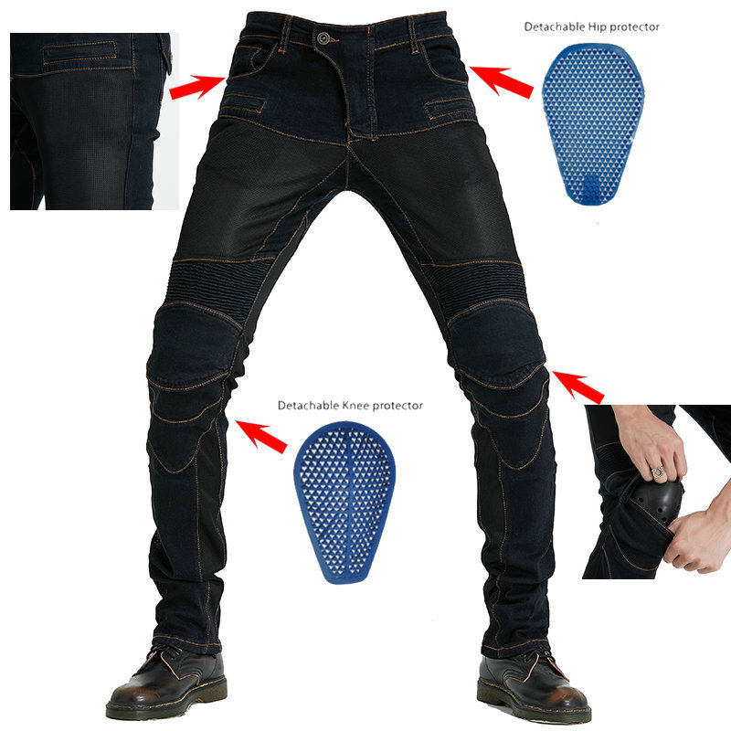 Volero motocicleta PK-719 Riding jeans verano transpirable ciclismo Pantalones slim fit Racing silicona equipo de protección