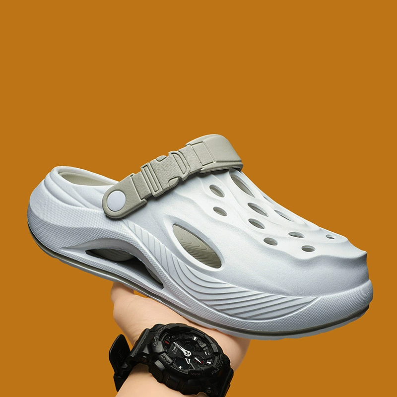 Мужские крокодиловые туфли 2025 Летняя обувь Нескользящие спортивные шлепанцы с закрытым носком Двусторонние пляжные сандалии для вождения