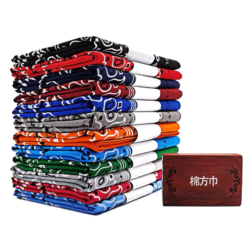 Чистый хлопок 74gsm семена дыни цветок квадратный шарф Амеба Пейсли хип-хоп платок хип-хоп мужчины и женщины маленький платок