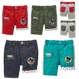 现货25年夏季新款男童六分裤宝宝卡通可爱黑熊徽章刺绣短裤