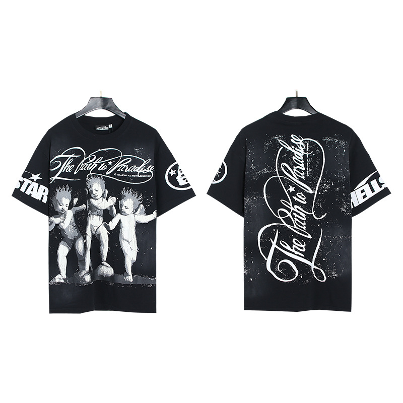 Venta al por mayor versión correcta pa marca de moda manga larga Camiseta palmera espalda Carta Grande logo manga de Batwing OS gota hombro superior