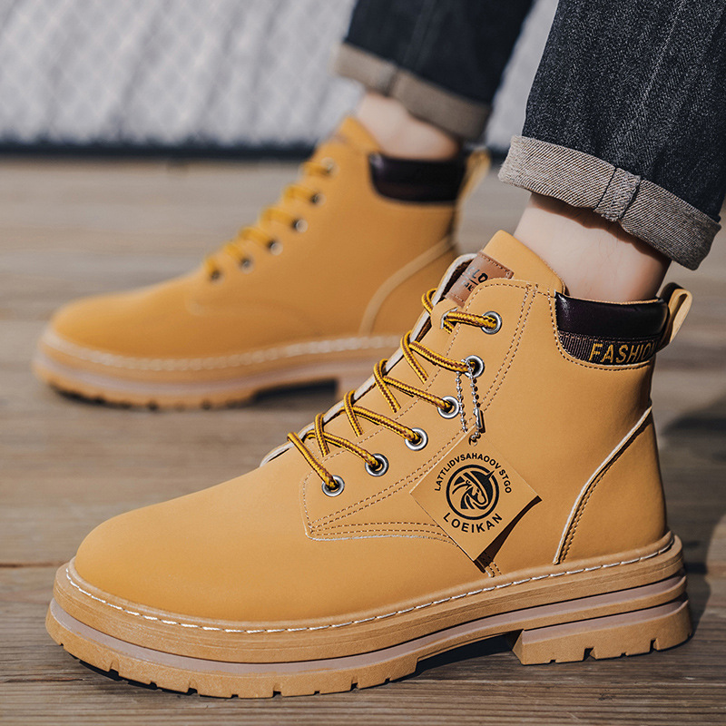 2026 Spring New Style Martin Boots for Men, Large Size Fashionable Men's Shoes, British Style High-Top Work Boots, Trendy Leather Boots