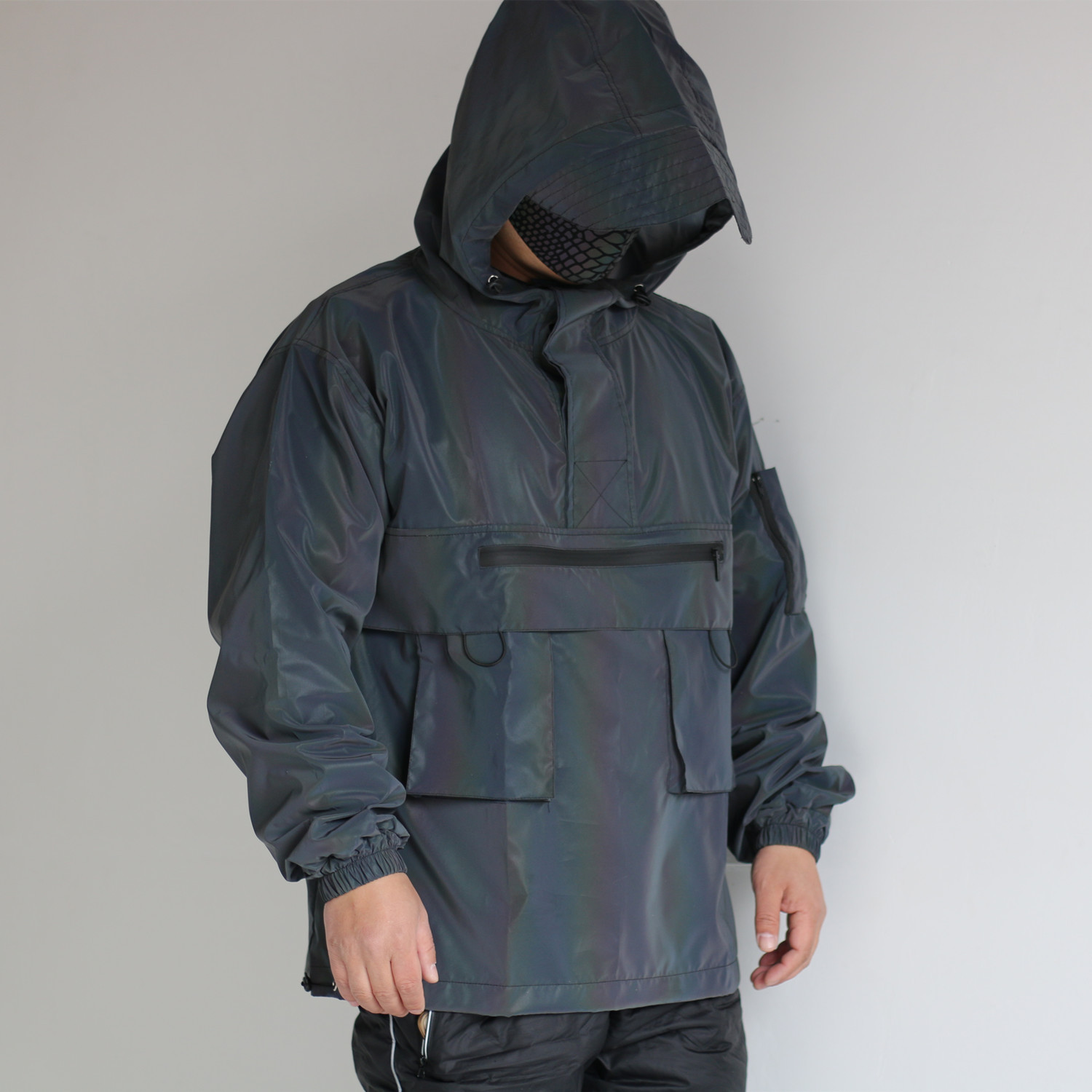 Men's Clothing multi pocket tactical functional style colorful reflective workwear jacket couple loose assault jacket hooded jacket_voghion.com