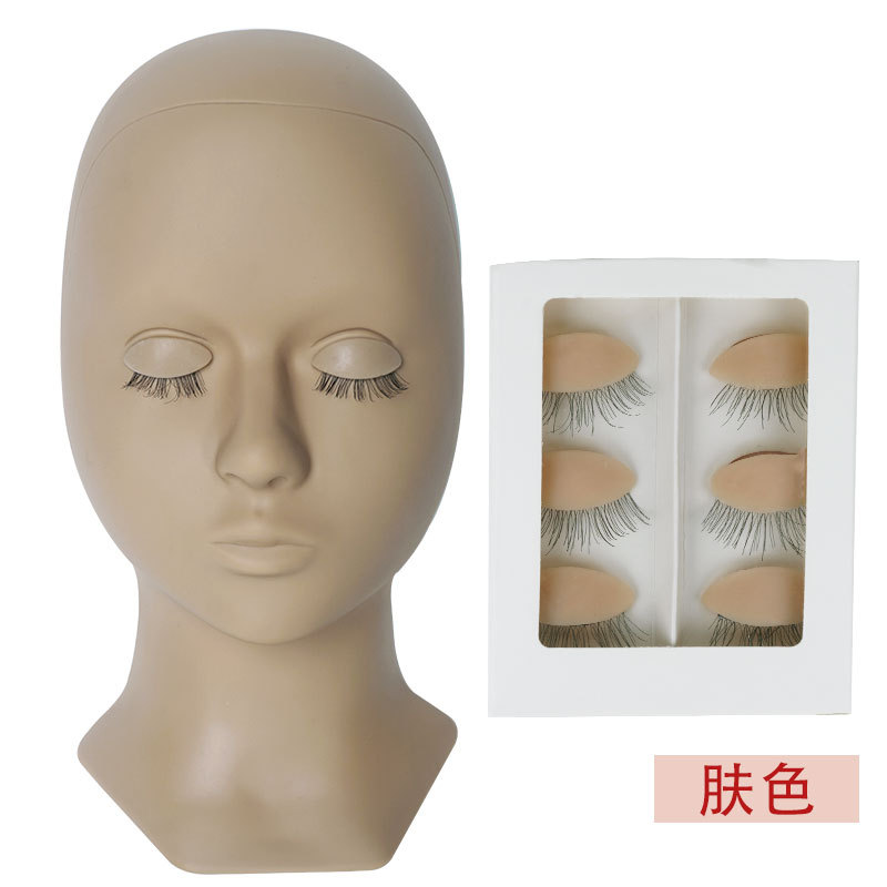 Molde de cabeza de entrenamiento con pestañas cabeza desmontable molde injerto pestañas reemplazable párpado práctica cabeza modelo pestañas cabeza