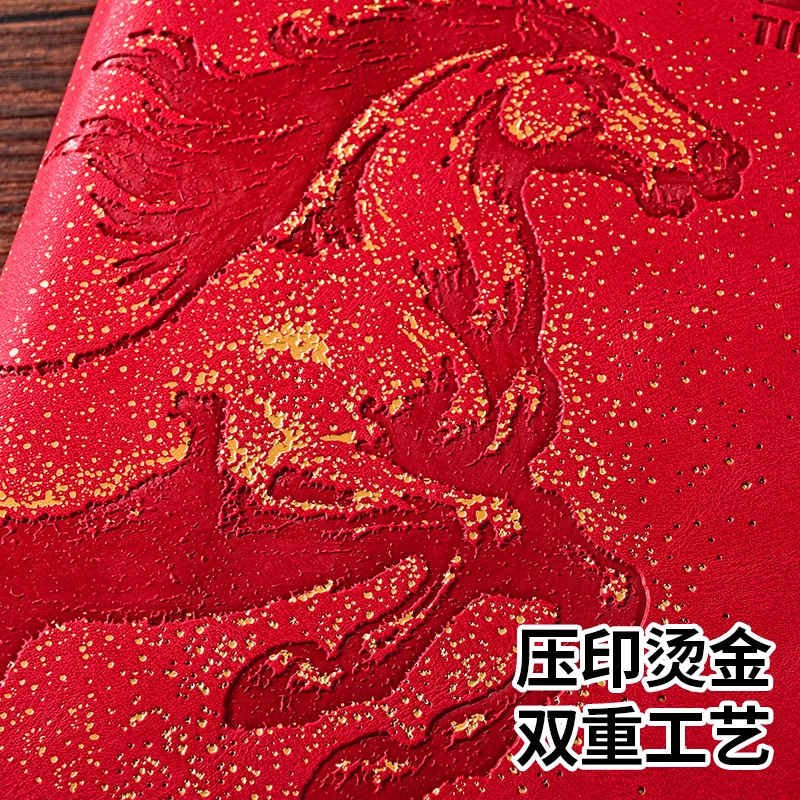 26 nuevo calendario puede imprimir logotipo de año de caballo estampado caja de regalo set cuaderno de cuero de alta calidad