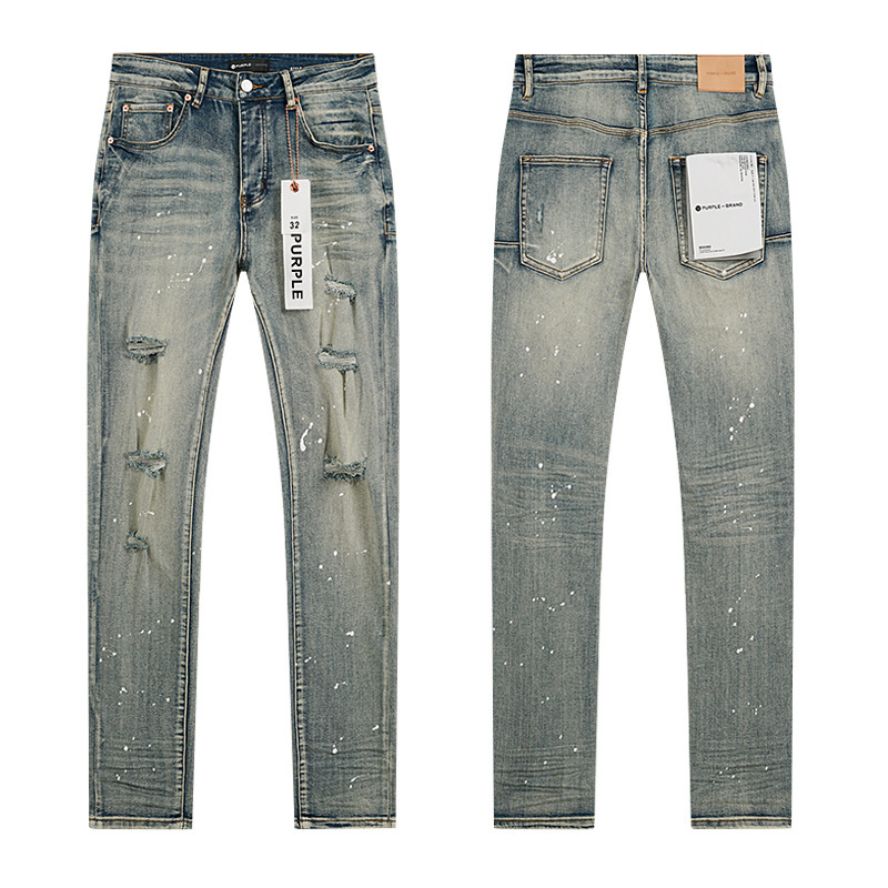 PURPLE BRAND JEANS美潮高街男士休闲破洞设计款修身显瘦牛仔长裤|undefined