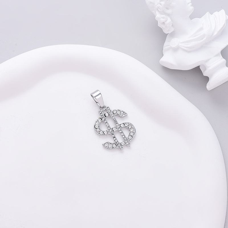 Hip-Hop exagerado europeo y americano cornucopia símbolo de dólar collar de aleación con diamantes personales joyas colgante hombre hipster