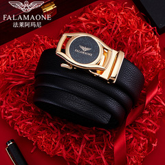 法萊 阿瑪尼男士皮帶自動扣腰帶年輕人高檔純牛皮褲帶皮帶男