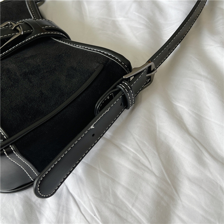 2024 new shoulder splicing autumn winter suede underarm bag fashionable and versatile plush handbag_voghion.com