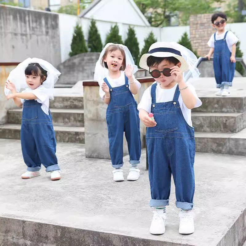 Summer denim overall for early age, children's suit for photo sessions
