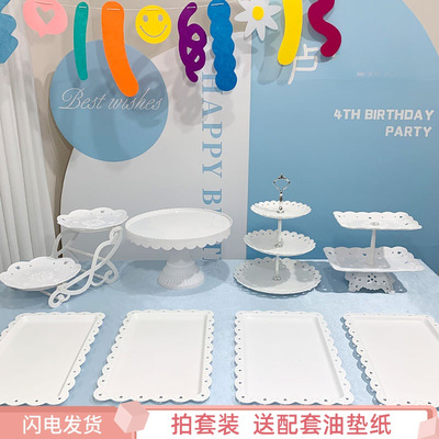 婚礼甜品台展示架摆件蛋糕托盘点心盘架镂空摆盘茶歇摆台生日布置|ms