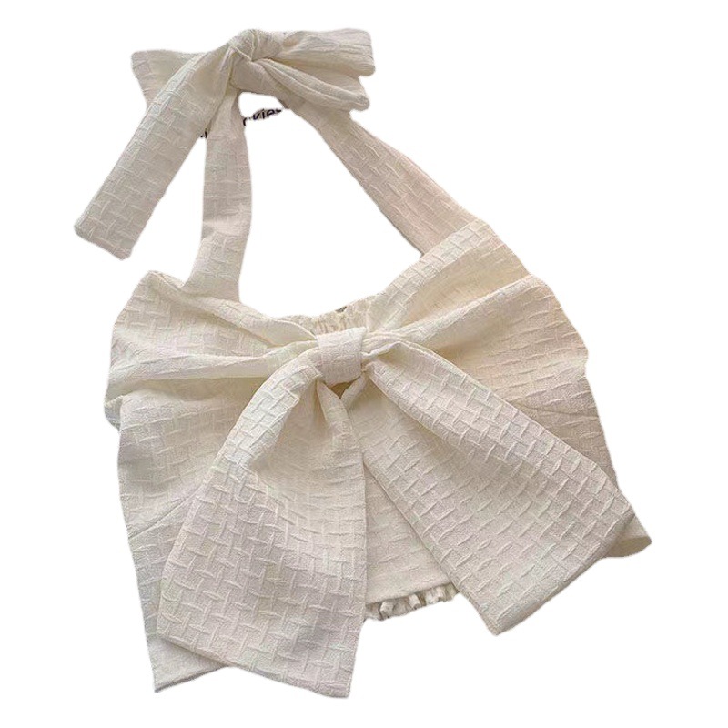 Las niñas de verano nuevo estilo coreano Halter camisola tubo superior medio y grande de los niños corto fuera de la cintura chaleco arco chaleco