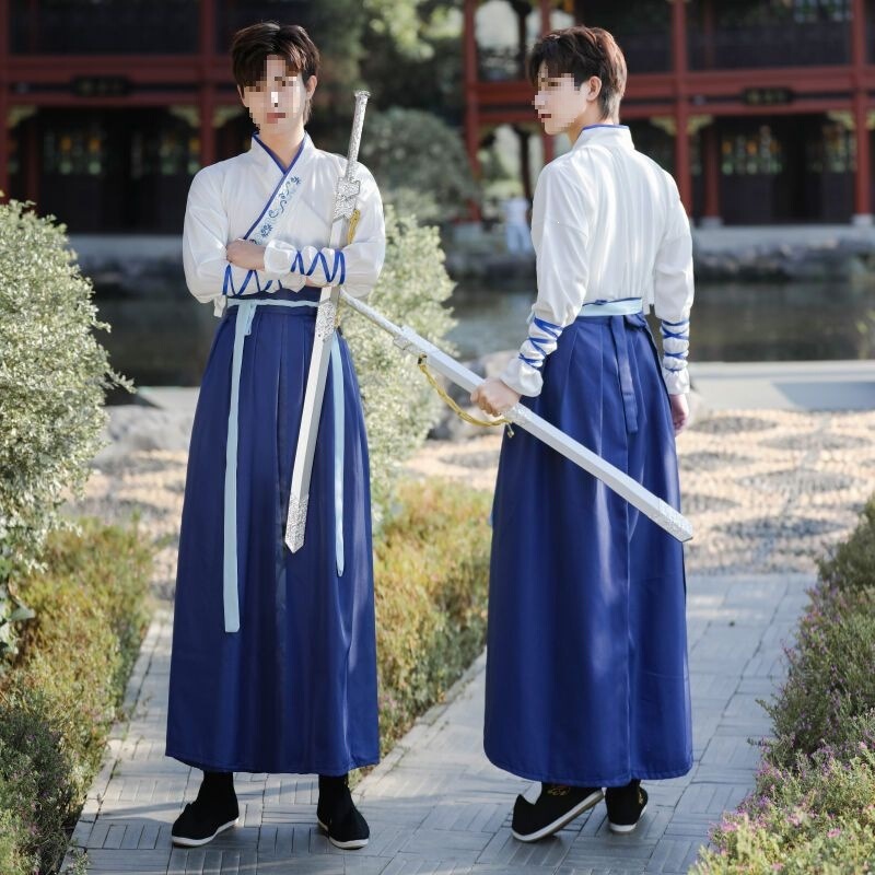Hanfu Male Student Uniform in Martial Arts Style, Handsome Ancient Costume for Scholar and Warrior, Female Qin and Han Ancient Style, Fairy-Like Chinese Style Outfit Hanfu Male Student Uniform in Martial Arts Style, Handsome Ancient Costume for Scholar and Warrior, Female Qin and Han Ancient Style, Fairy-Like Chinese Style Outfit