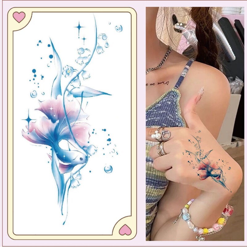 Original Koi Tattoo Sticker Ins Style Advanced Beautiful Waterproof Long-lasting Girly Wrist Collarbone Small Fish Tattoo Sticker Original Koi Tattoo Sticker Ins Style Advanced Beautiful Waterproof Long-lasting Girly Wrist Collarbone Small Fish Tattoo Sticker