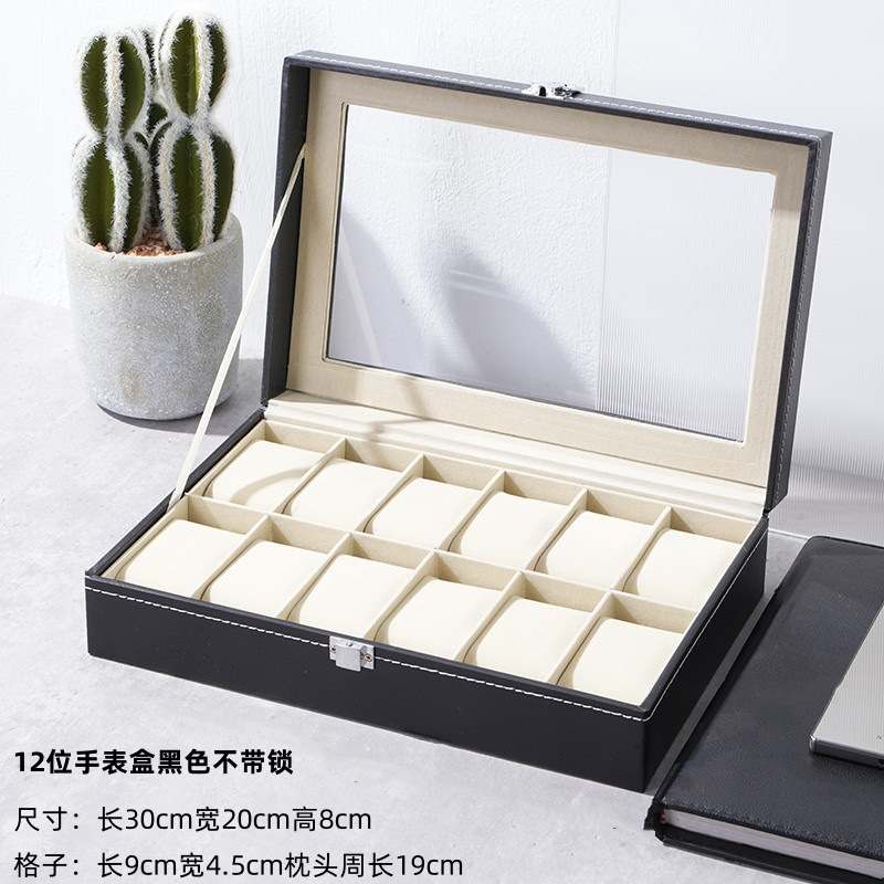 Caja de almacenamiento de reloj de cuero de veta de madera retro Caja de reloj múltiple Reloj de alta gama Reloj mecánico Caja de joyería Hogar de gran capacidad image 15