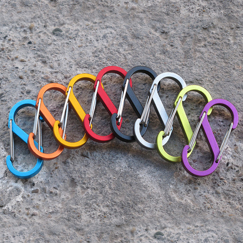 Two-way backpack hook buckle high quality bold S-shaped carabiner 8-character buckle small aluminum alloy quick-hook buckle EDC
